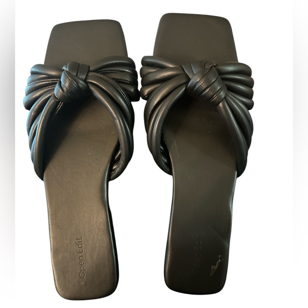 OPEN EDIT Black Knotted Slide Sandals SIZE 11